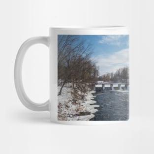 Mill on a river in winter Mug